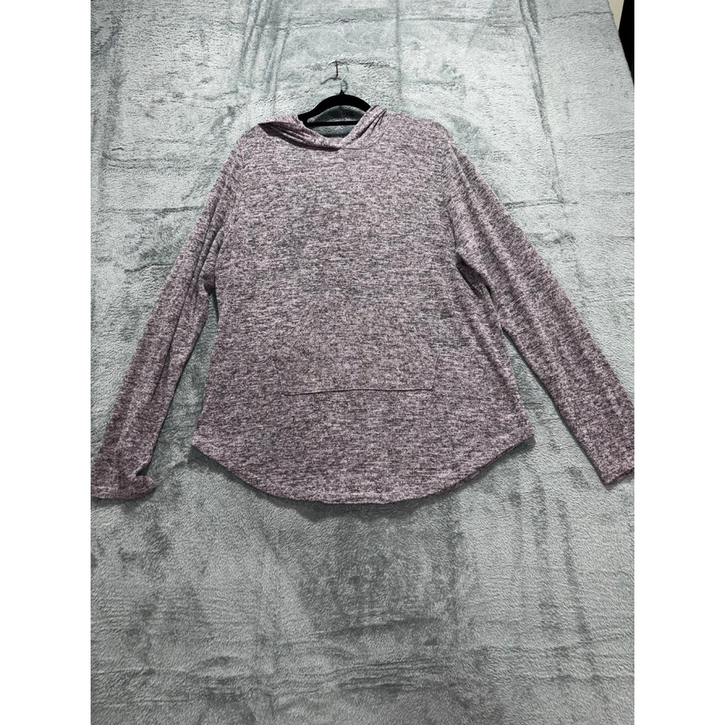 Free For All Womens XL Purple Heathered Hooded Pullover Top Casual Cozy