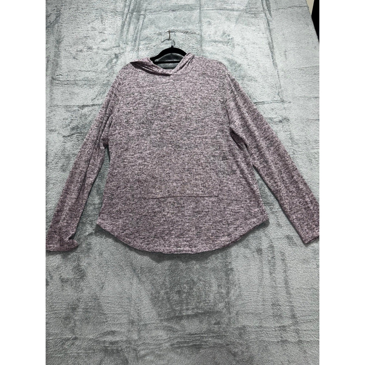 Free For All Womens XL Purple Heathered Hooded Pullover Top Casual Cozy