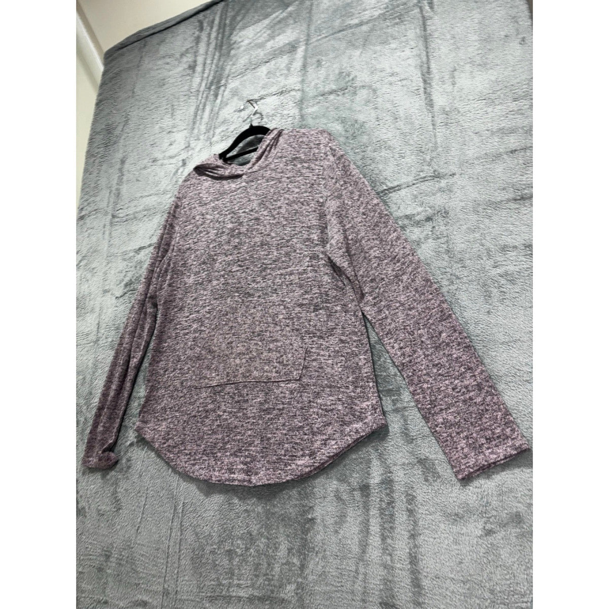 Free For All Womens XL Purple Heathered Hooded Pullover Top Casual Cozy