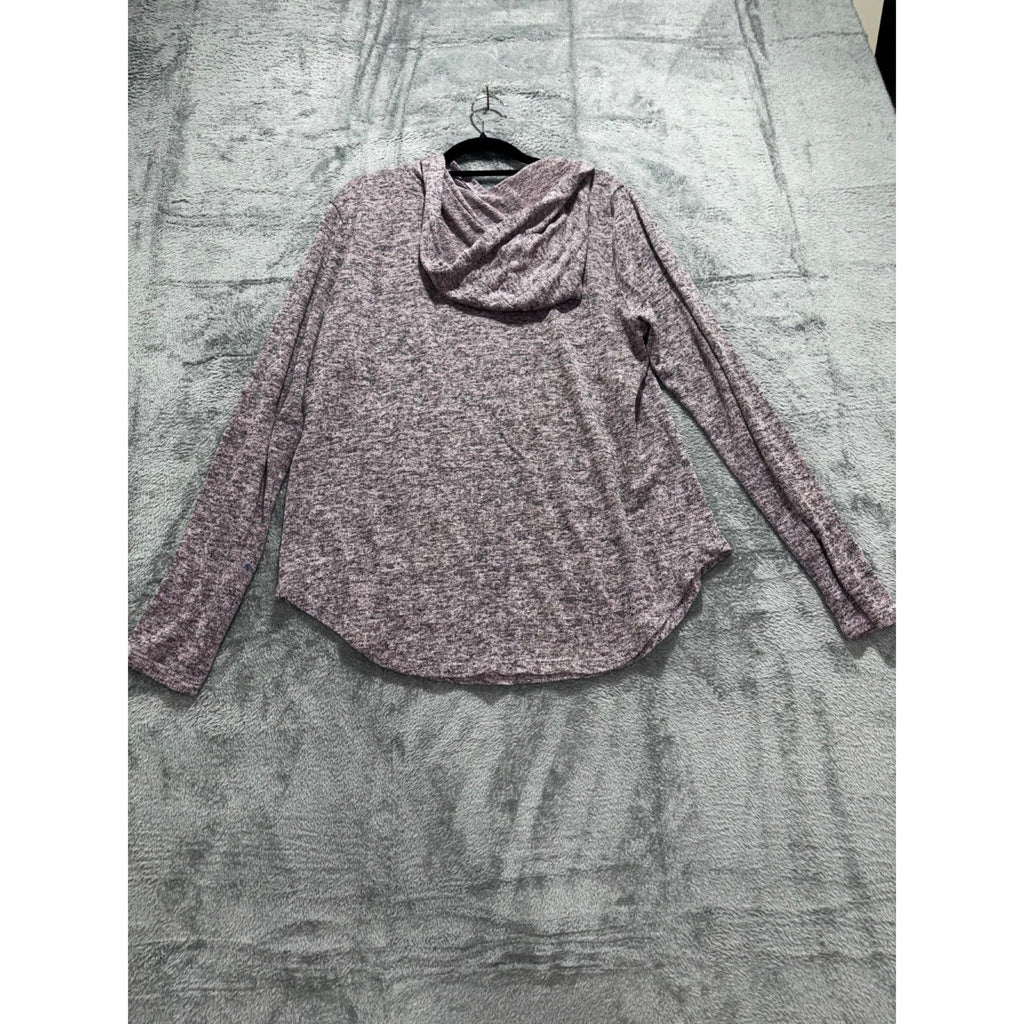 Free For All Womens XL Purple Heathered Hooded Pullover Top Casual Cozy