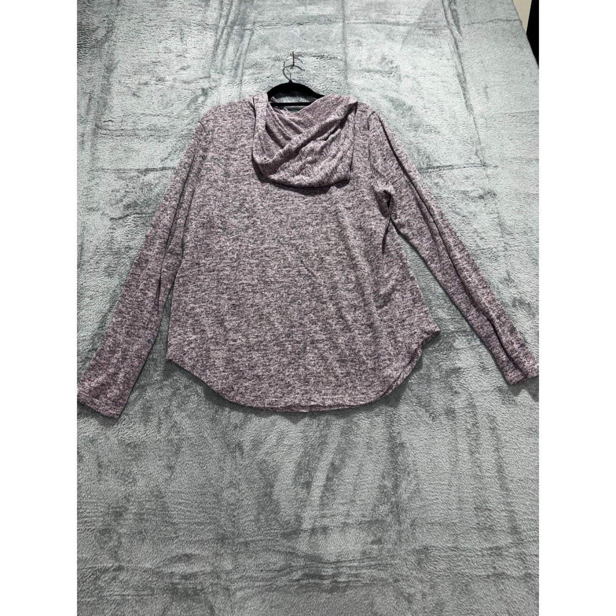Free For All Womens XL Purple Heathered Hooded Pullover Top Casual Cozy