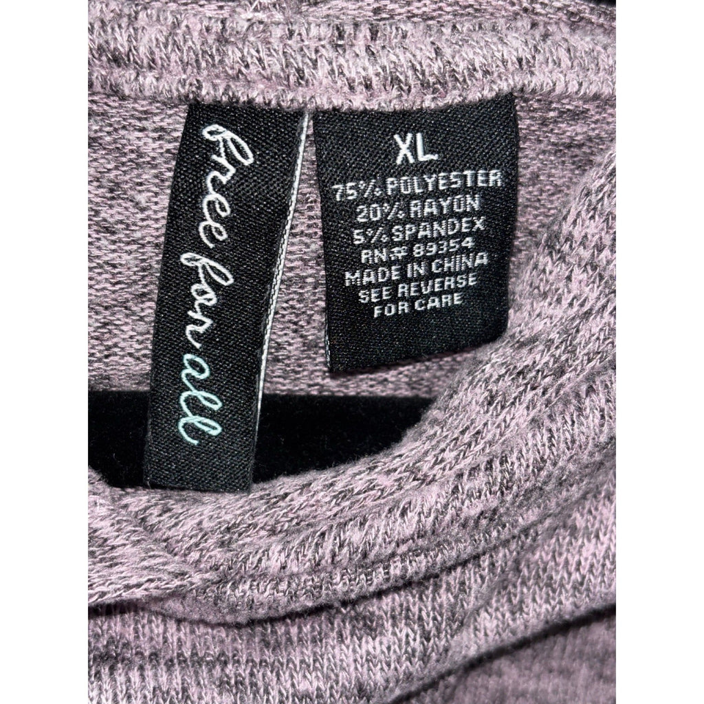 Free For All Womens XL Purple Heathered Hooded Pullover Top Casual Cozy
