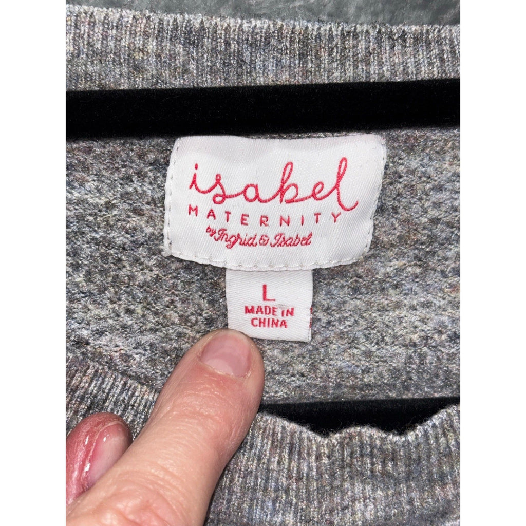 Isabel Maternity by Ingrid & Isabel L Gray Bell Sleeve Knit Sweater Womens Top