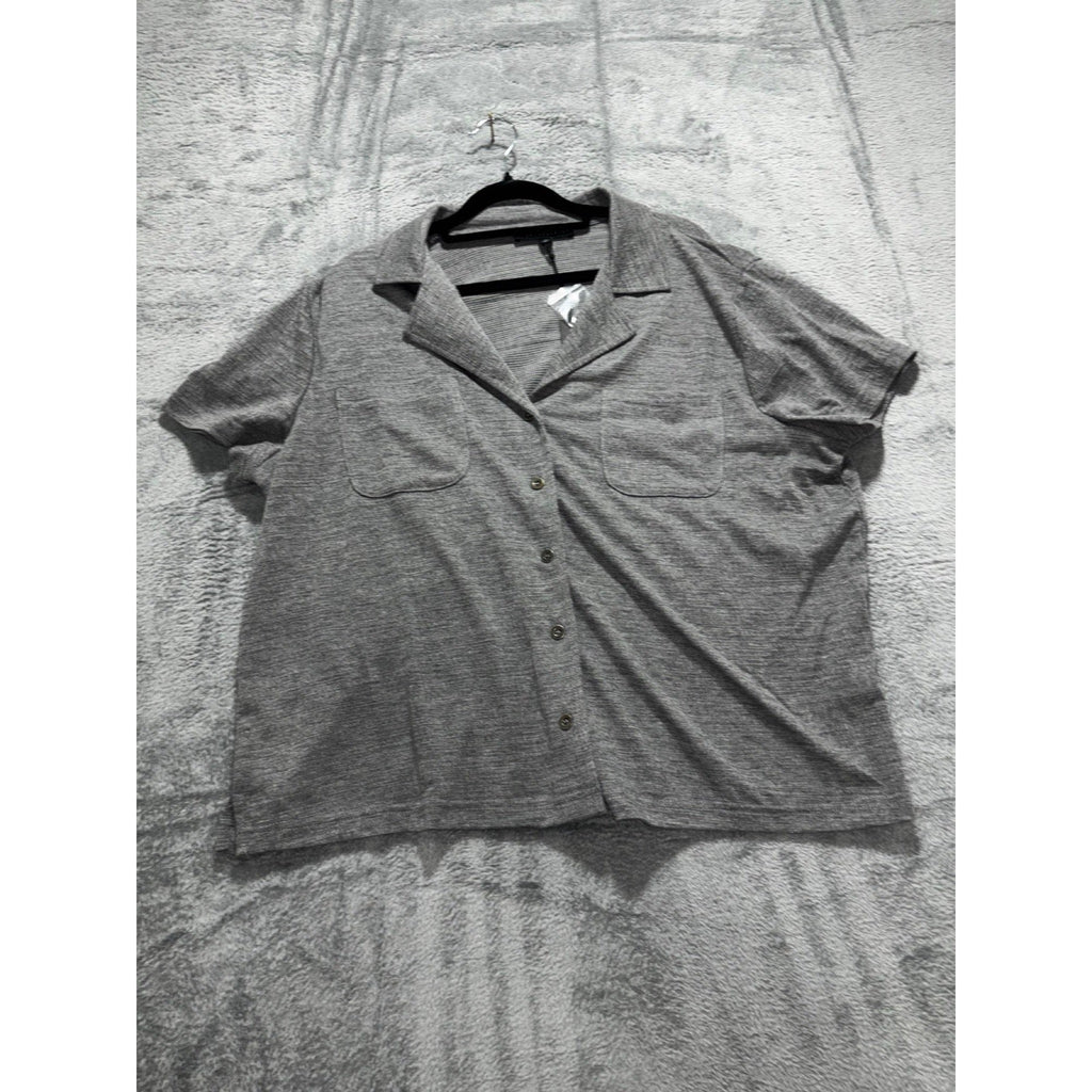 Jane + Delancey XL Gray Womens Button Up Shirt Short Sleeve Cozy Casual Top