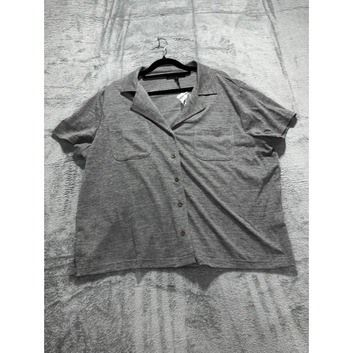 Jane + Delancey XL Gray Womens Button Up Shirt Short Sleeve Cozy Casual Top