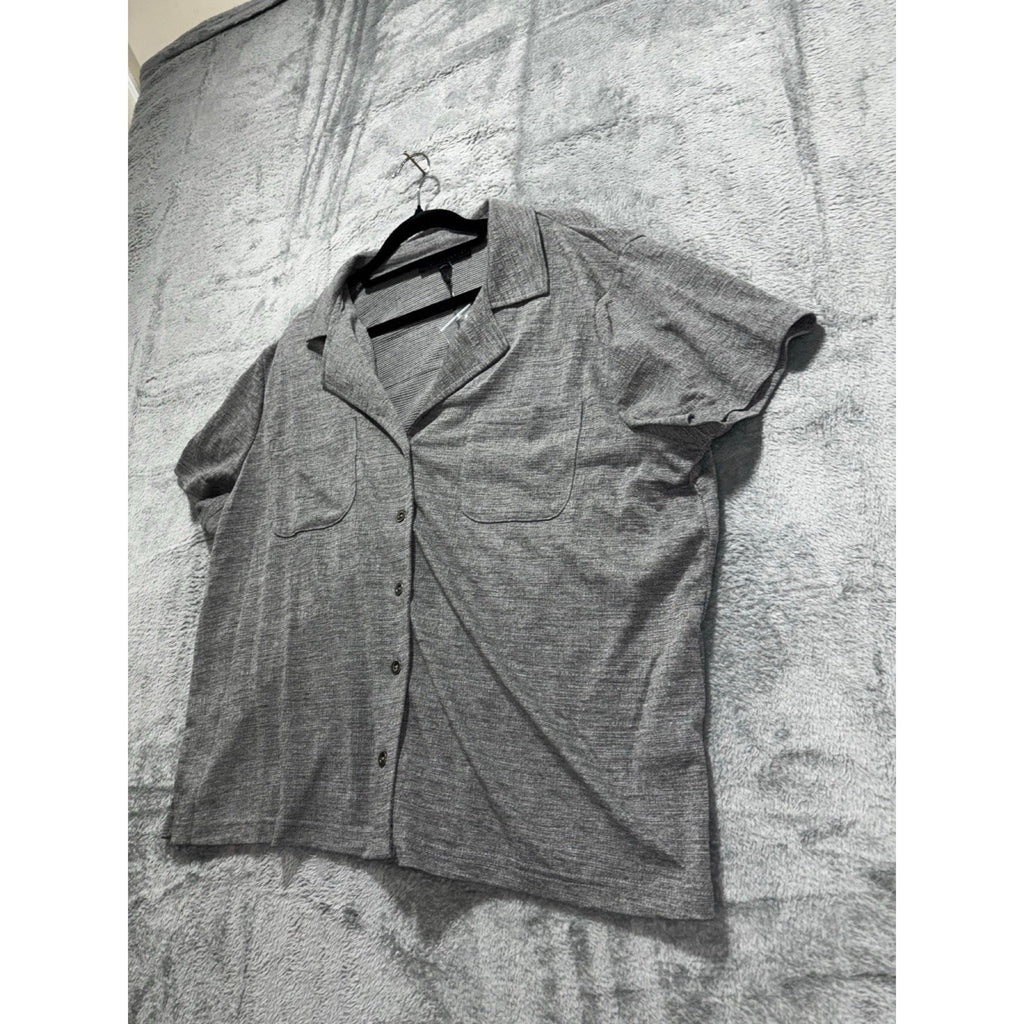 Jane + Delancey XL Gray Womens Button Up Shirt Short Sleeve Cozy Casual Top
