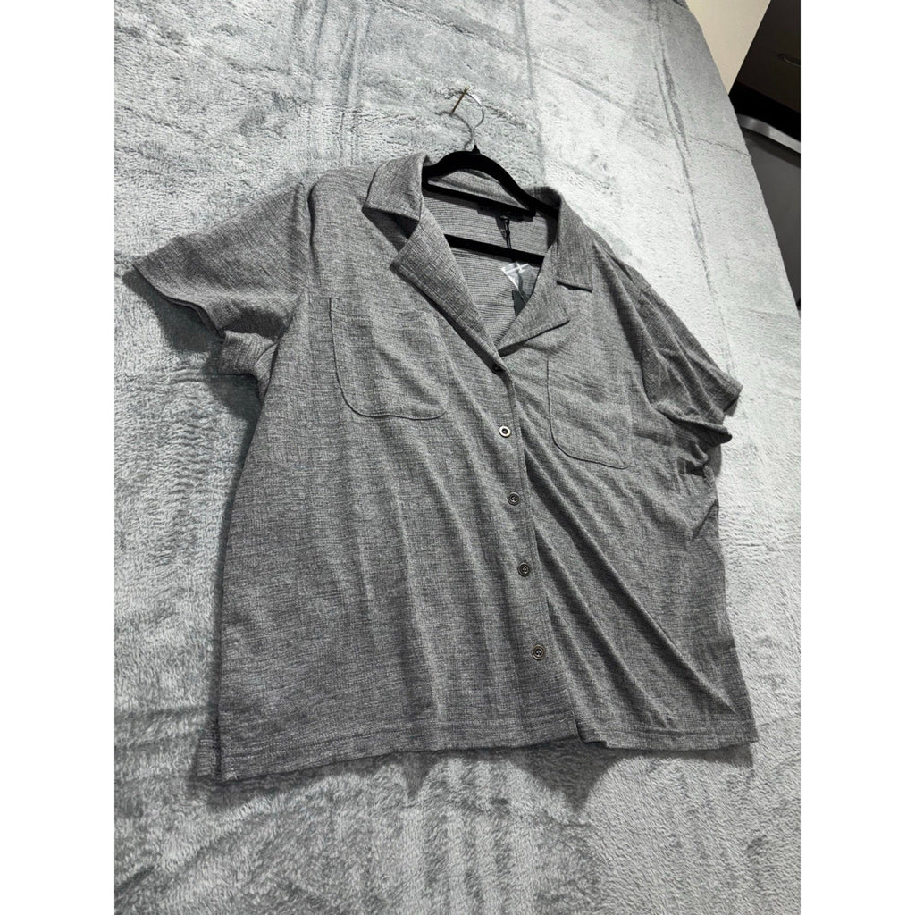 Jane + Delancey XL Gray Womens Button Up Shirt Short Sleeve Cozy Casual Top