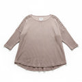 New York Laundry Womens XL Mauve Pink Ribbed Studded Tunic Top Boho Casual Cozy