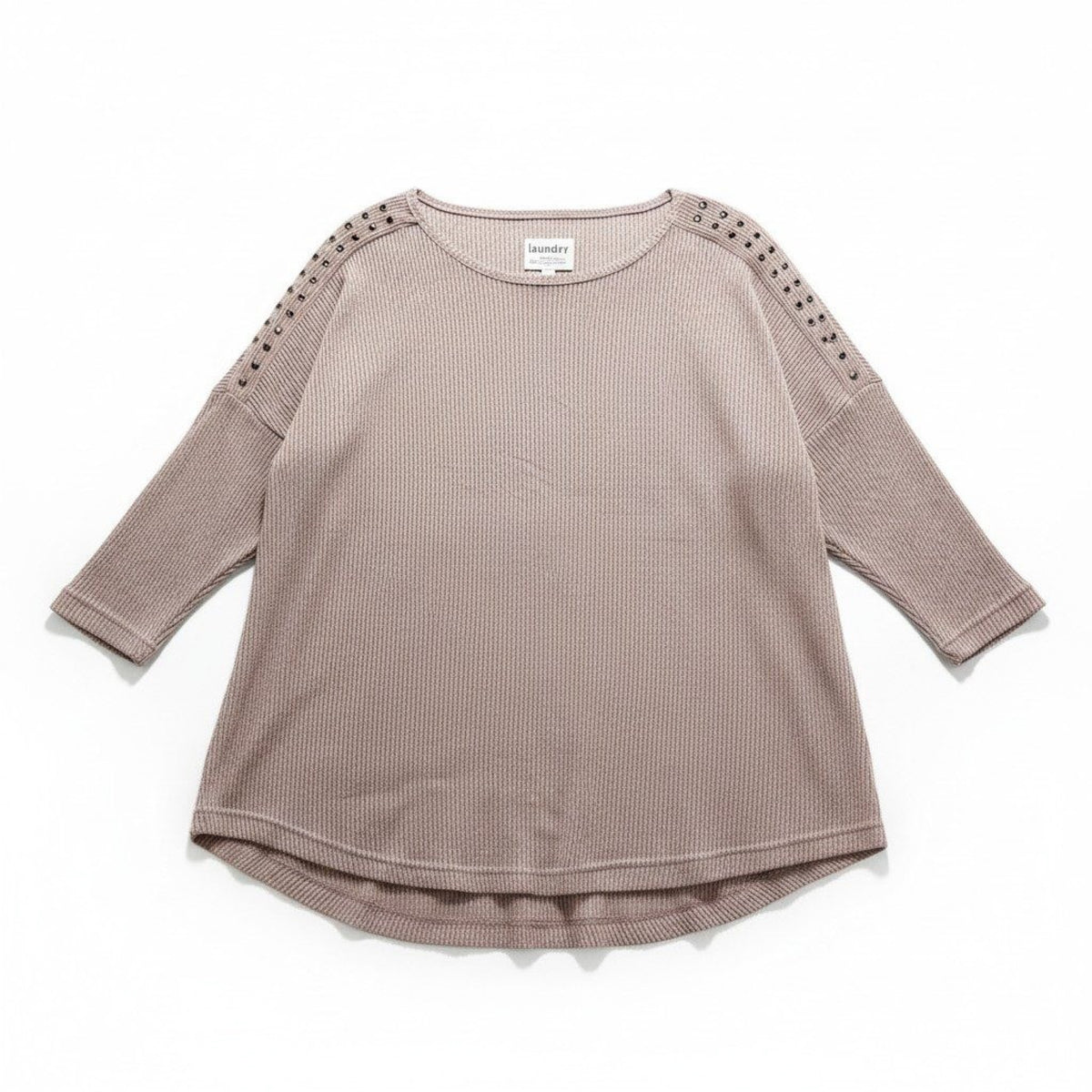 New York Laundry Womens XL Mauve Pink Ribbed Studded Tunic Top Boho Casual Cozy