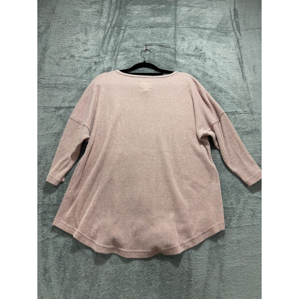 New York Laundry Womens XL Mauve Pink Ribbed Studded Tunic Top Boho Casual Cozy