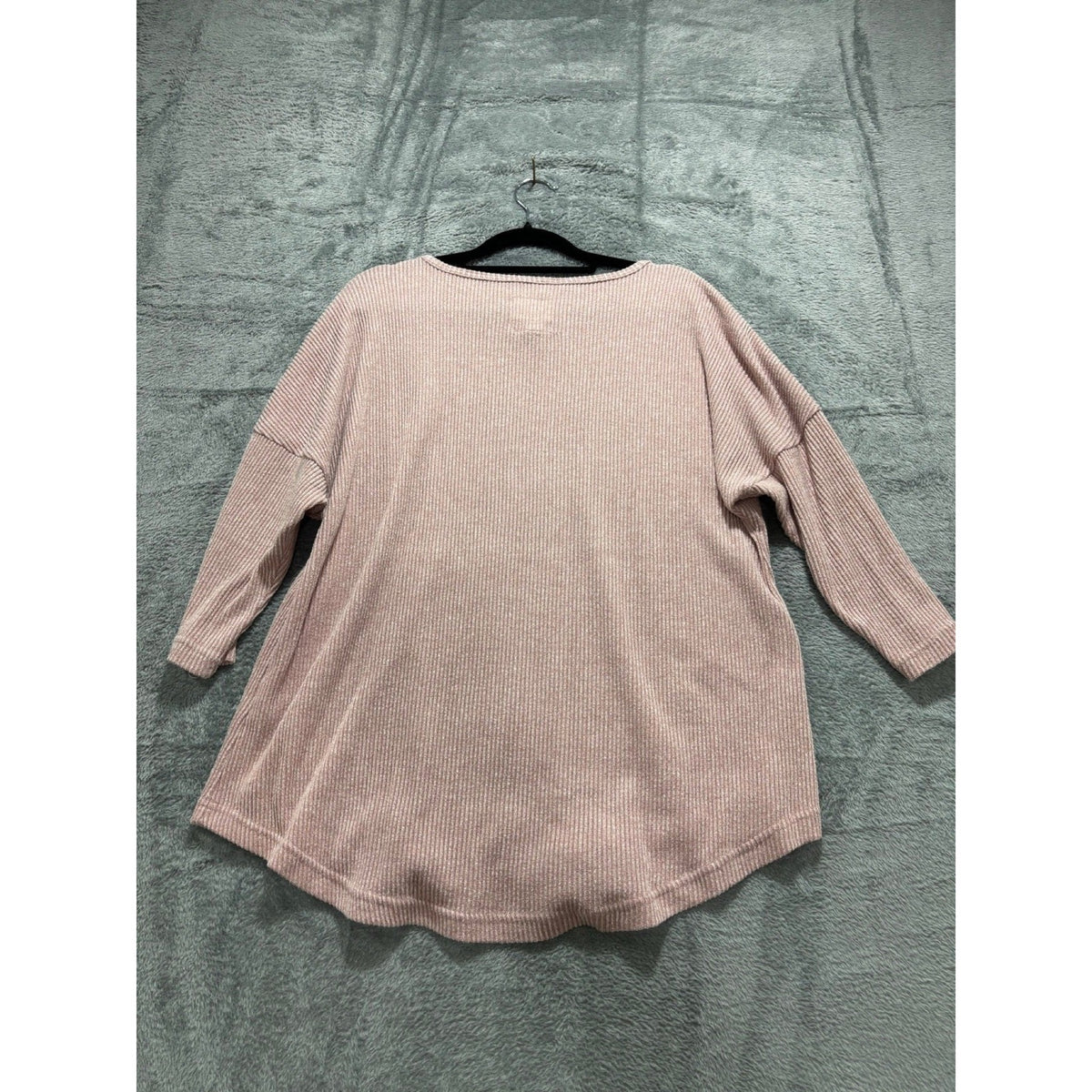 New York Laundry Womens XL Mauve Pink Ribbed Studded Tunic Top Boho Casual Cozy