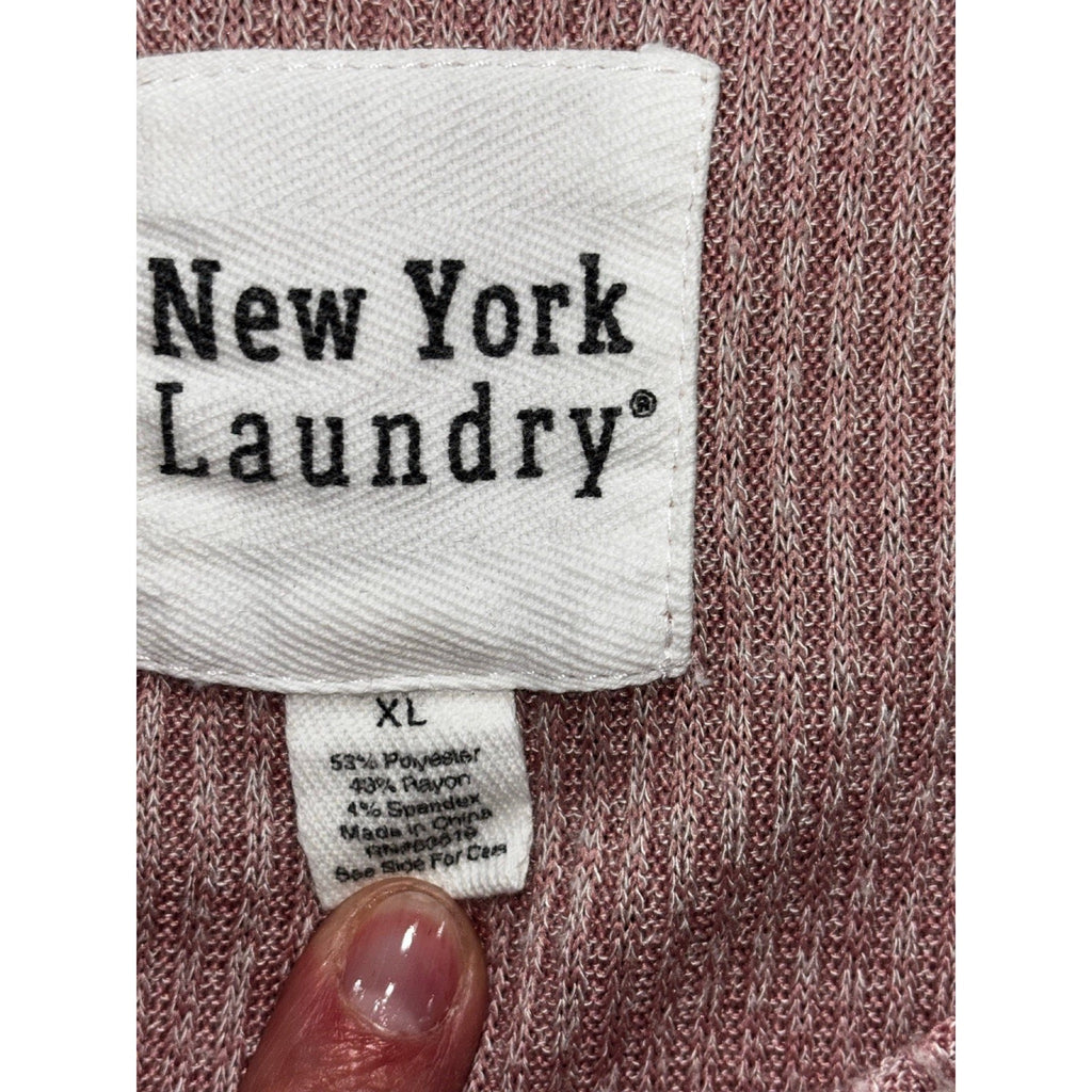 New York Laundry Womens XL Mauve Pink Ribbed Studded Tunic Top Boho Casual Cozy