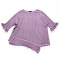 Democracy L Womens Lavender Crochet Lace Gauze Top Ruffle Sleeve Boho Blouse