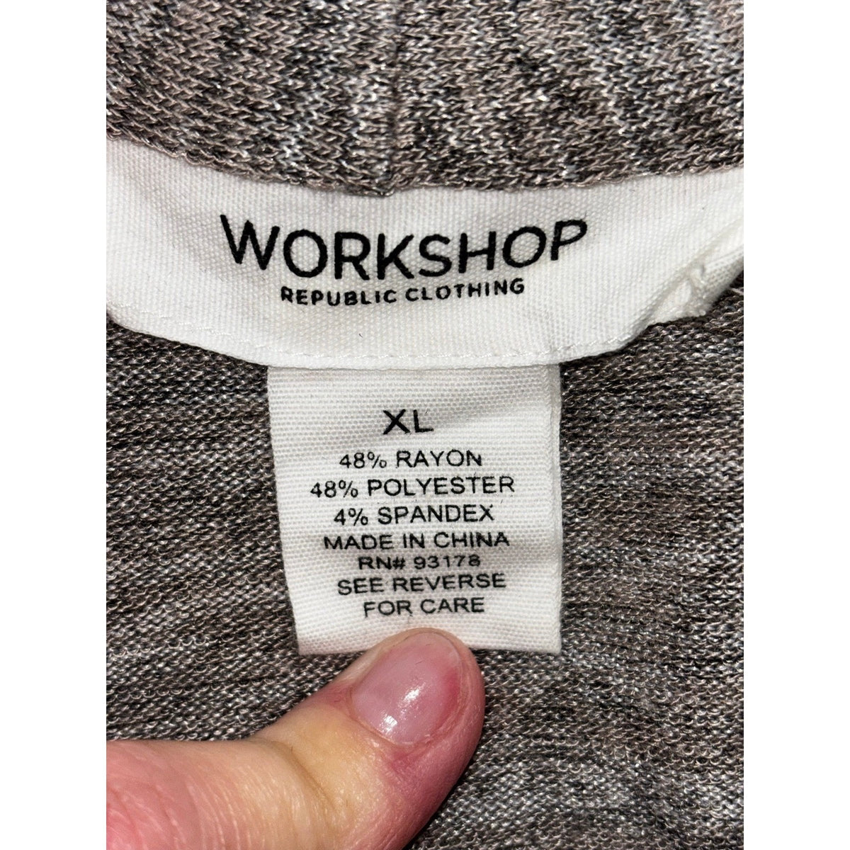 Workshop Republic Clothing XL Gray Womens Cardigan Open Front Casual Cozy Boho