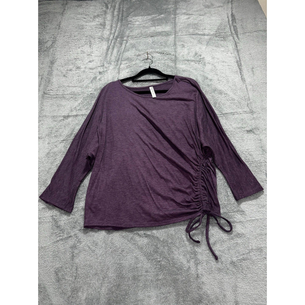 PerSeption Concept Womens XL Purple Boatneck 3/4 Sleeve Top Casual Boho Cozy