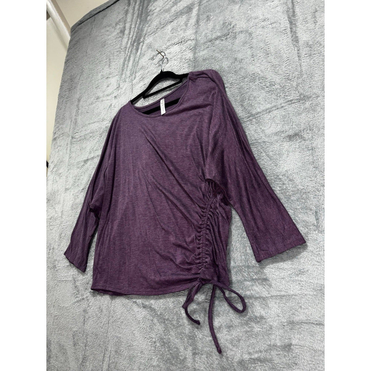 PerSeption Concept Womens XL Purple Boatneck 3/4 Sleeve Top Casual Boho Cozy
