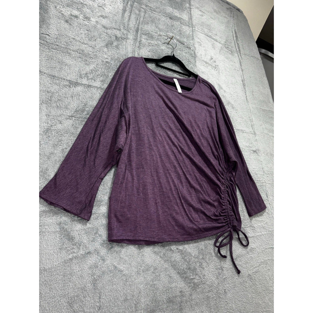 PerSeption Concept Womens XL Purple Boatneck 3/4 Sleeve Top Casual Boho Cozy