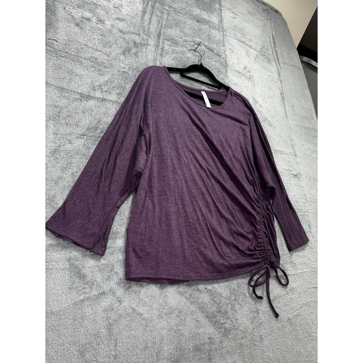 PerSeption Concept Womens XL Purple Boatneck 3/4 Sleeve Top Casual Boho Cozy