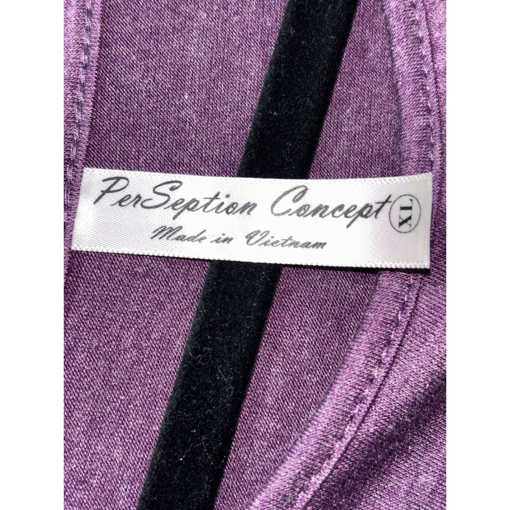 PerSeption Concept Womens XL Purple Boatneck 3/4 Sleeve Top Casual Boho Cozy
