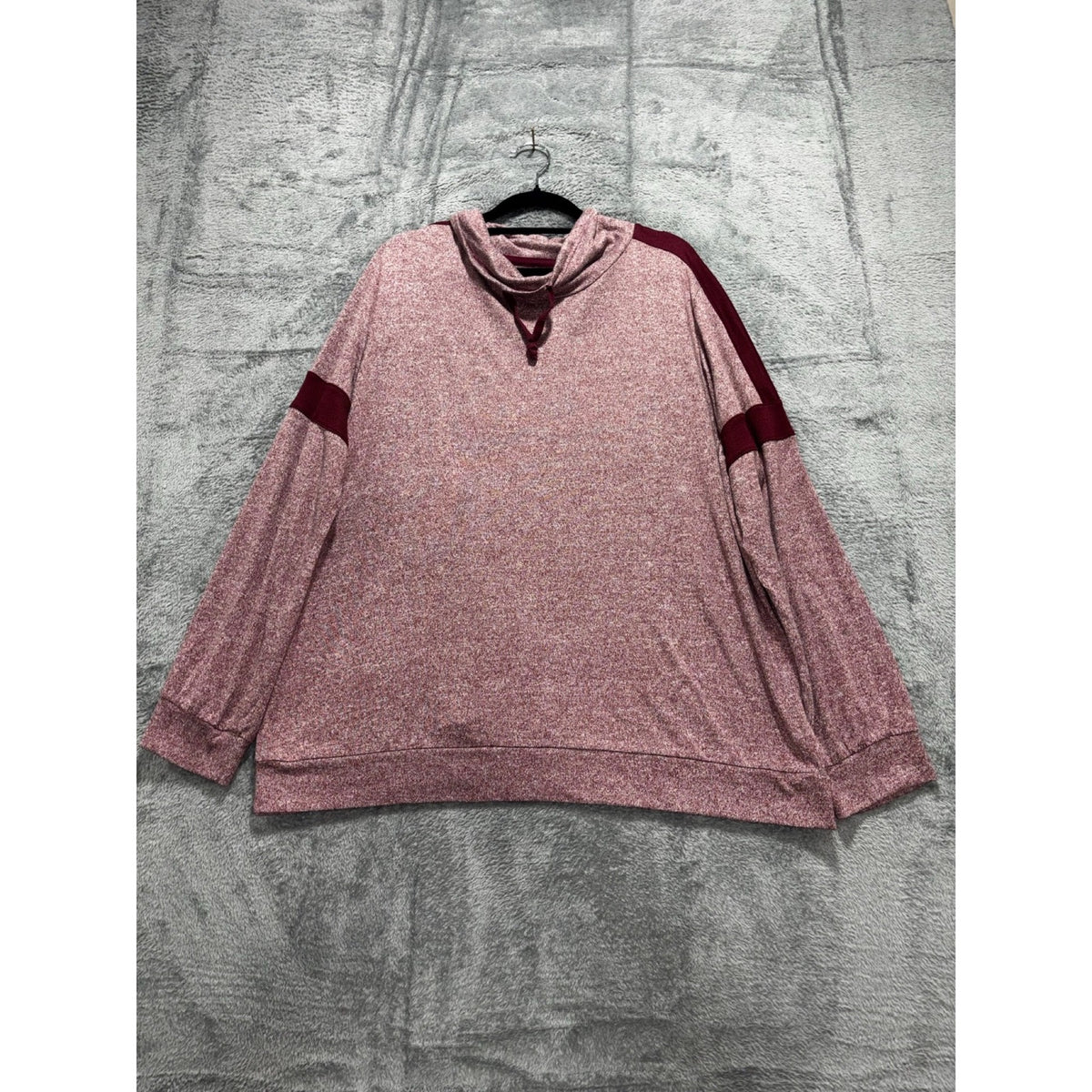 St John's Bay XL Womens Pink Colorblock Funnel Neck Pullover Casual Cozy Top