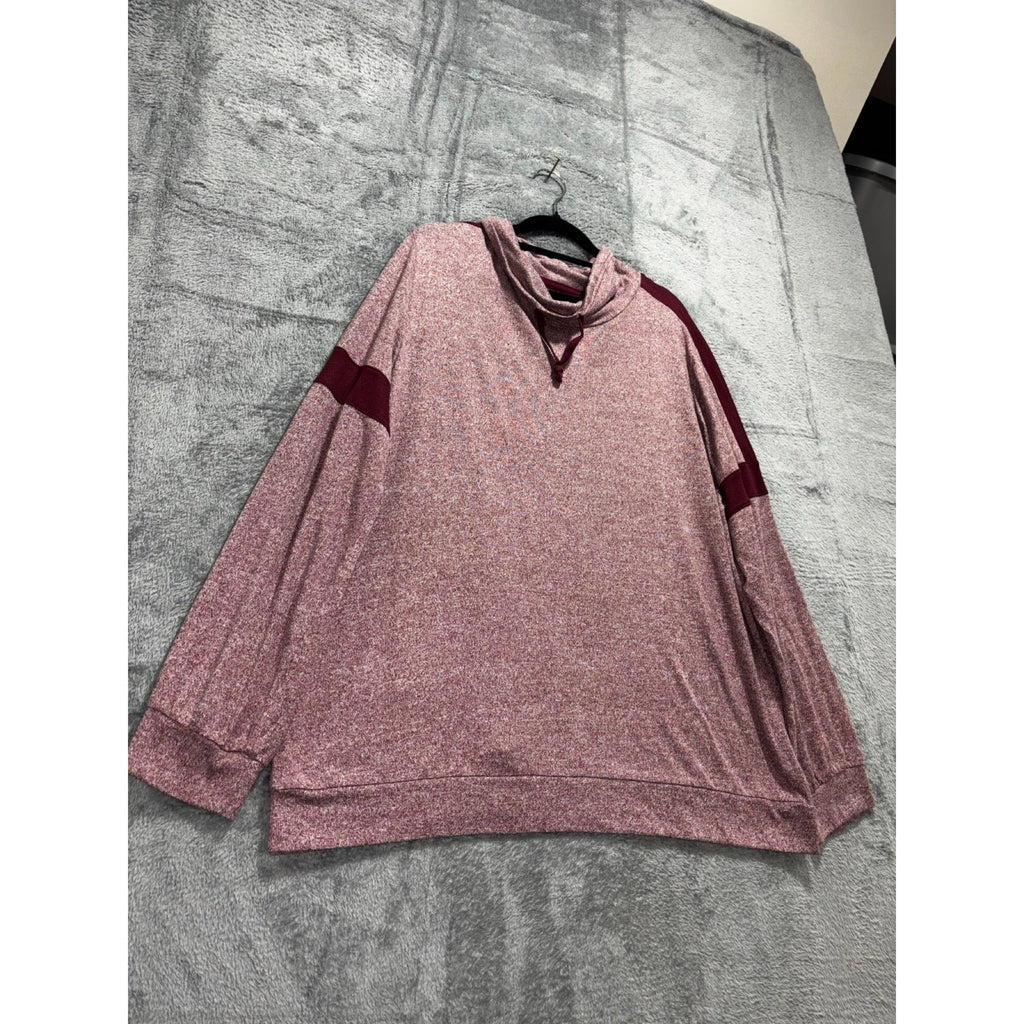 St John's Bay XL Womens Pink Colorblock Funnel Neck Pullover Casual Cozy Top
