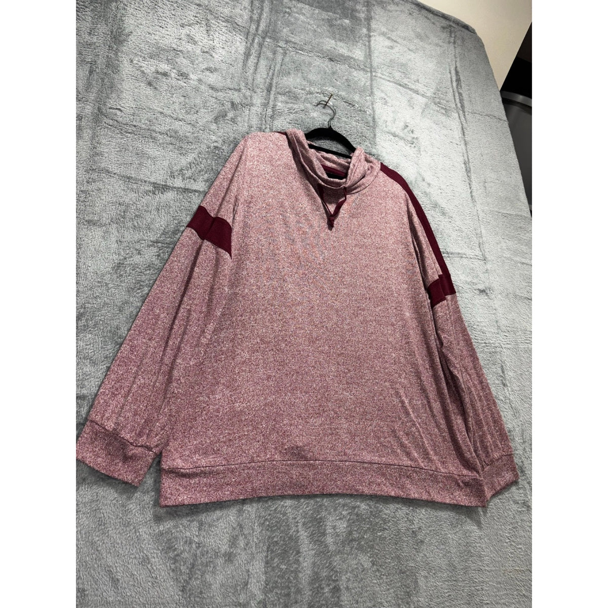 St John's Bay XL Womens Pink Colorblock Funnel Neck Pullover Casual Cozy Top