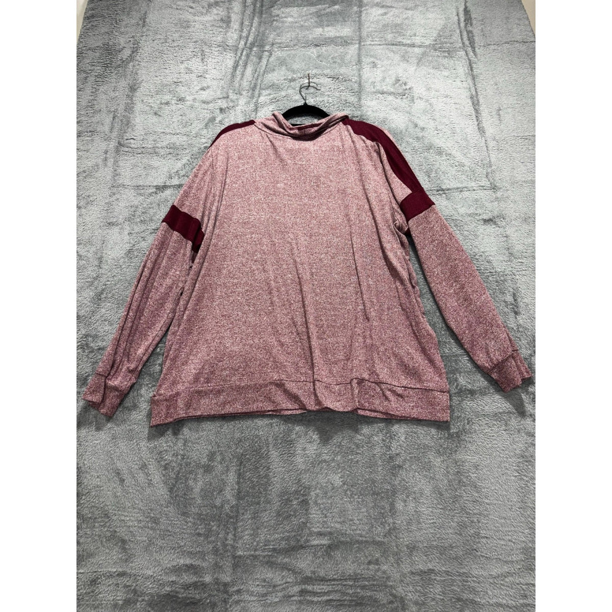 St John's Bay XL Womens Pink Colorblock Funnel Neck Pullover Casual Cozy Top
