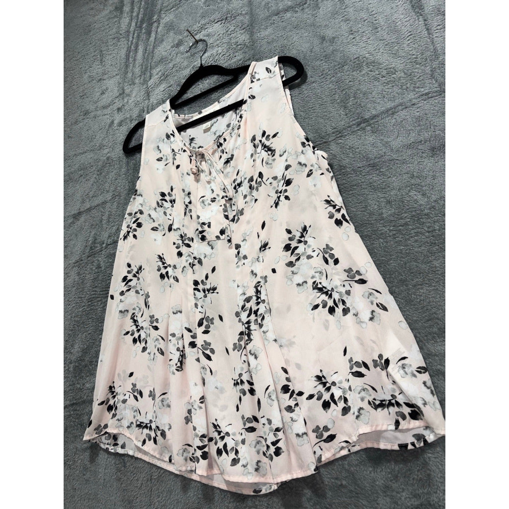 Emaline L Pink Floral Sleeveless V-Neck Blouse Womens Boho Casual