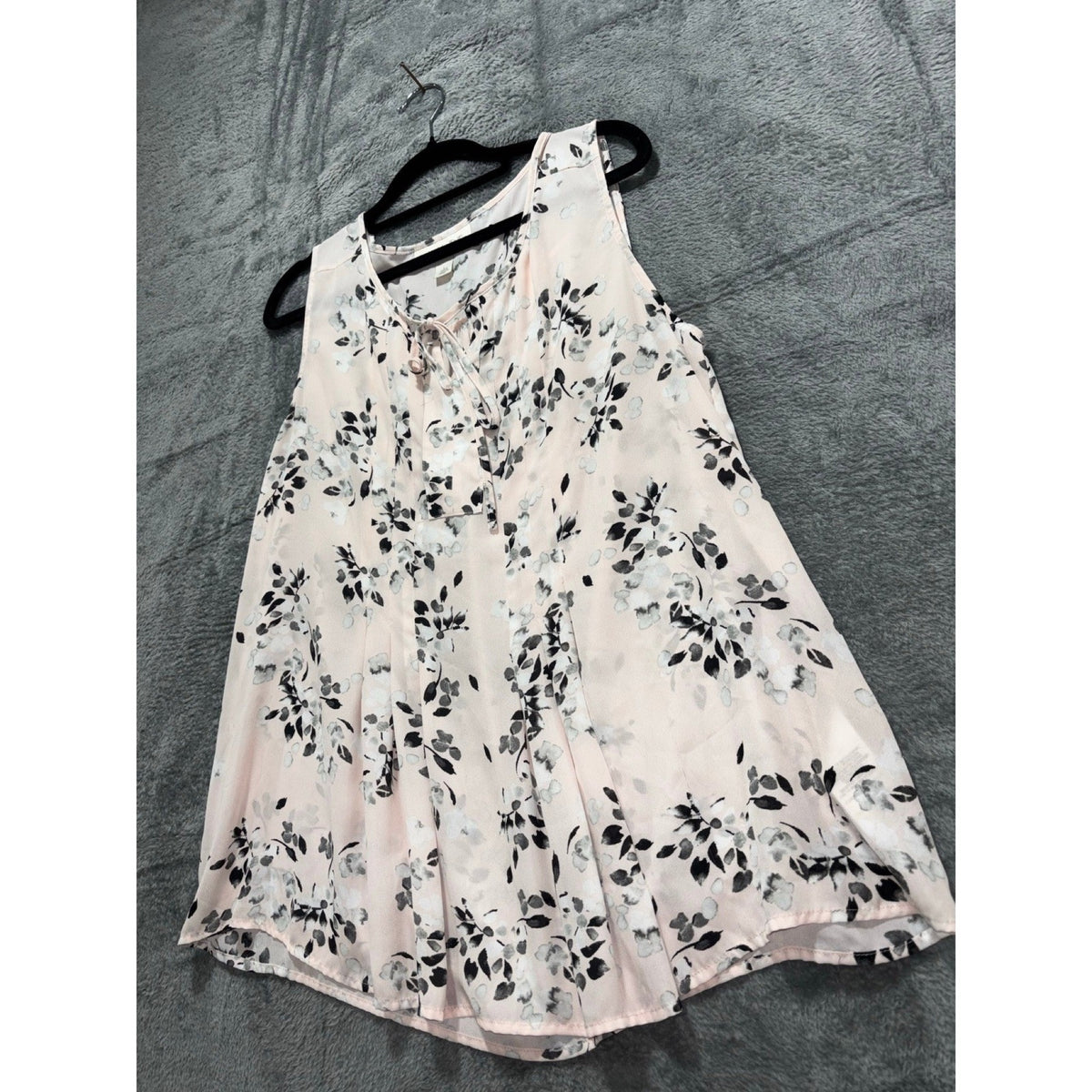 Emaline L Pink Floral Sleeveless V-Neck Blouse Womens Boho Casual