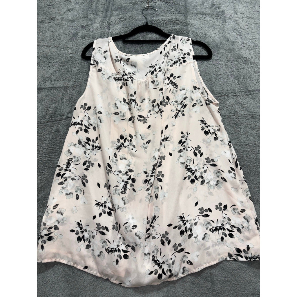 Emaline L Pink Floral Sleeveless V-Neck Blouse Womens Boho Casual