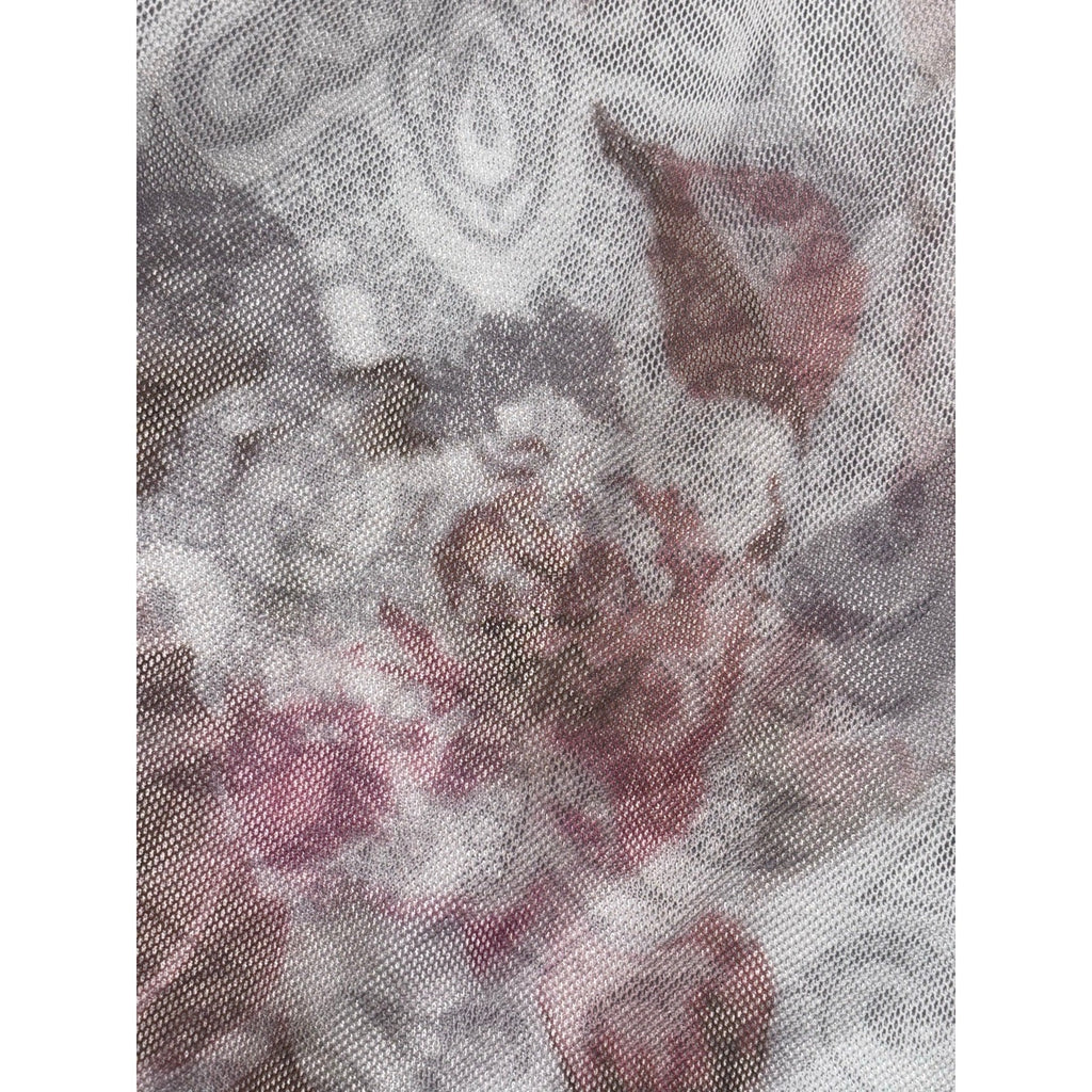 oneworld L Womens White Floral Sheer Chiffon Lace Front Boho Top