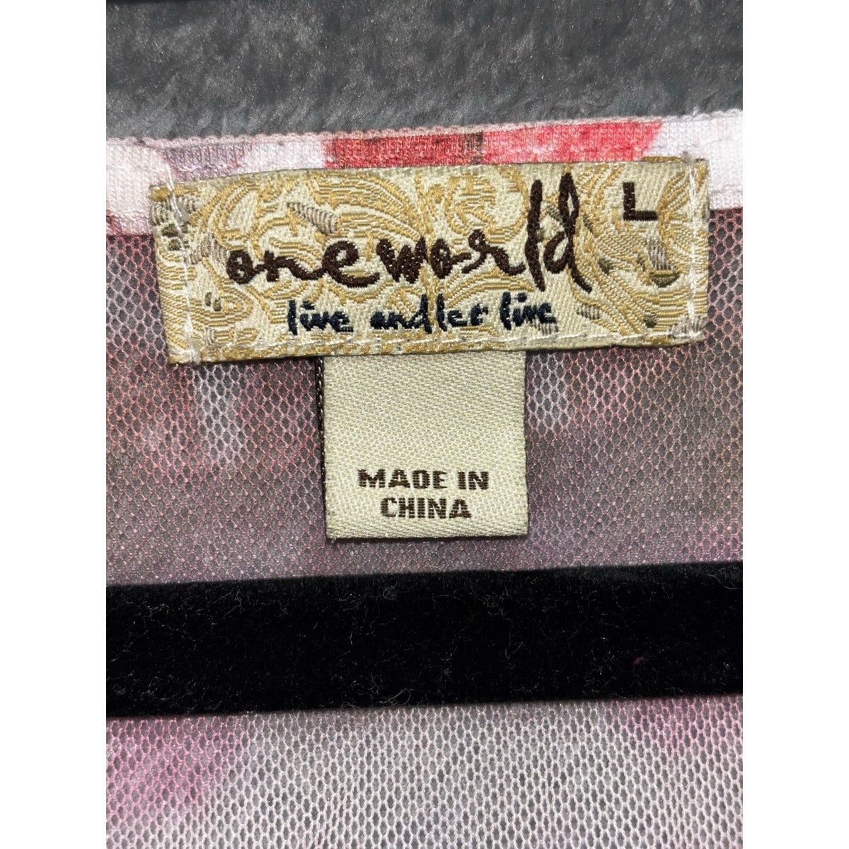 oneworld L Womens White Floral Sheer Chiffon Lace Front Boho Top