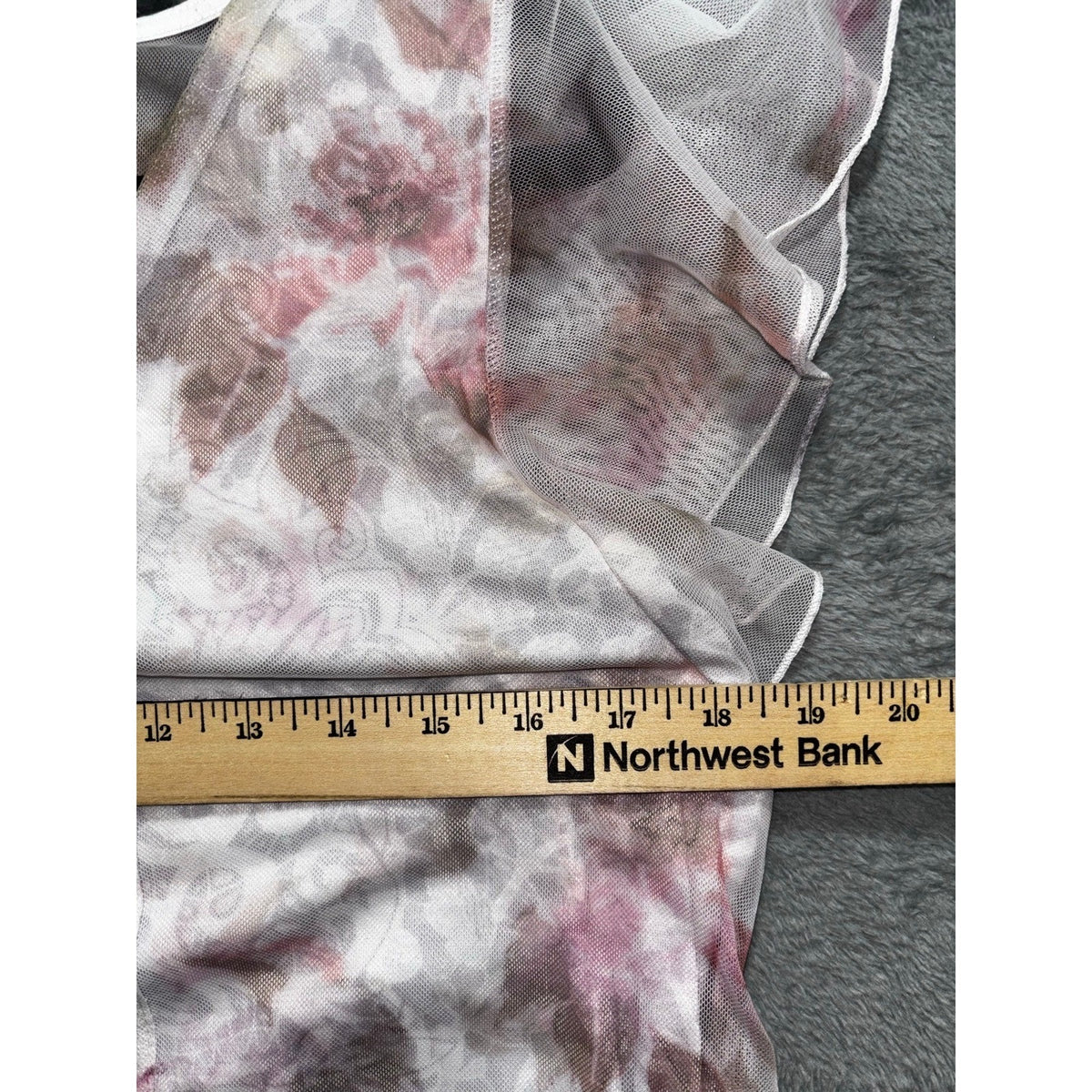 oneworld L Womens White Floral Sheer Chiffon Lace Front Boho Top
