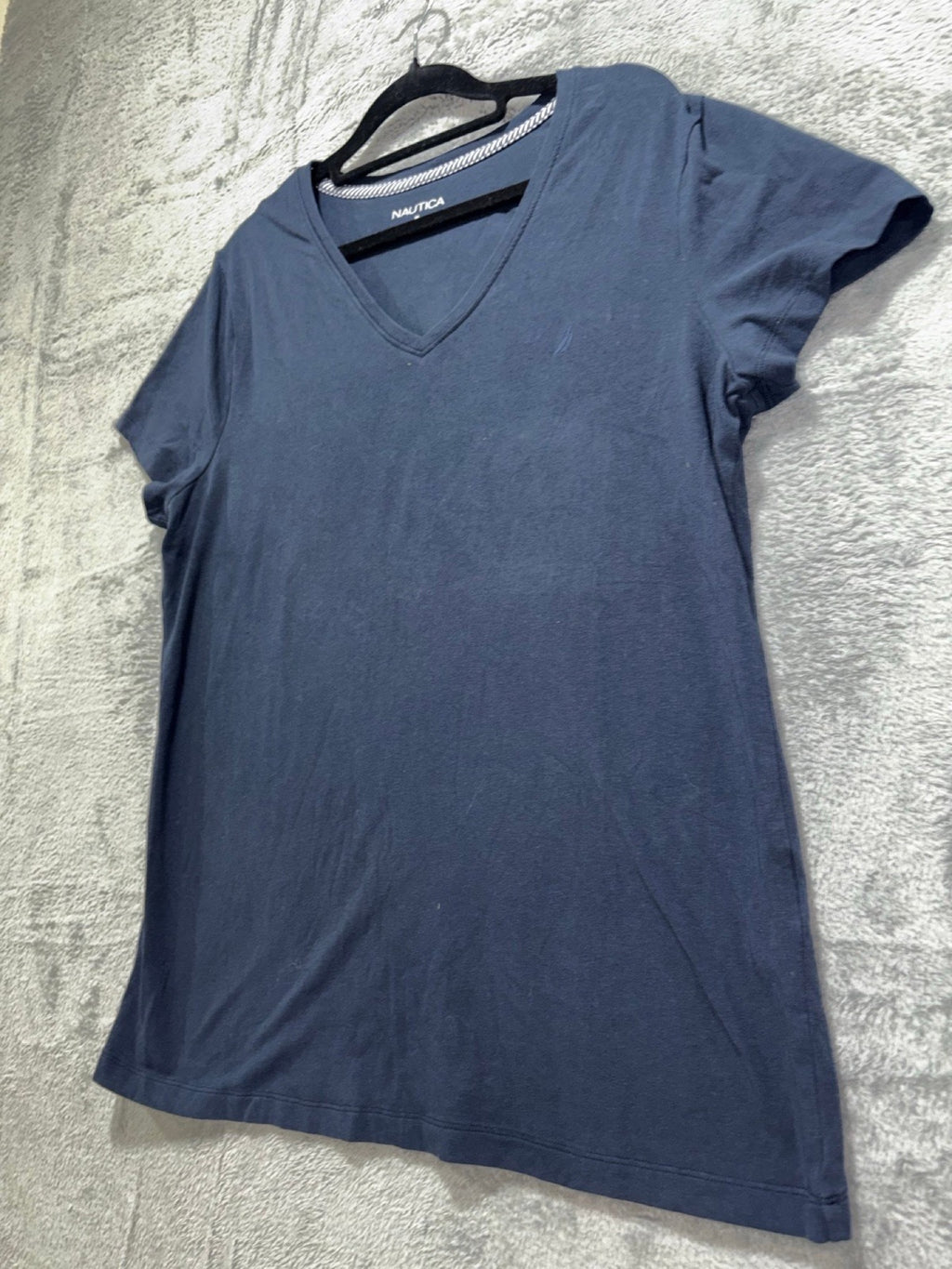 Nautica Womens XL Navy Blue V-Neck Tee Casual Preppy
