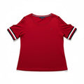 Tommy Hilfiger XL Red Womens Cold Shoulder Short Sleeve Tee Shirt Preppy Casual