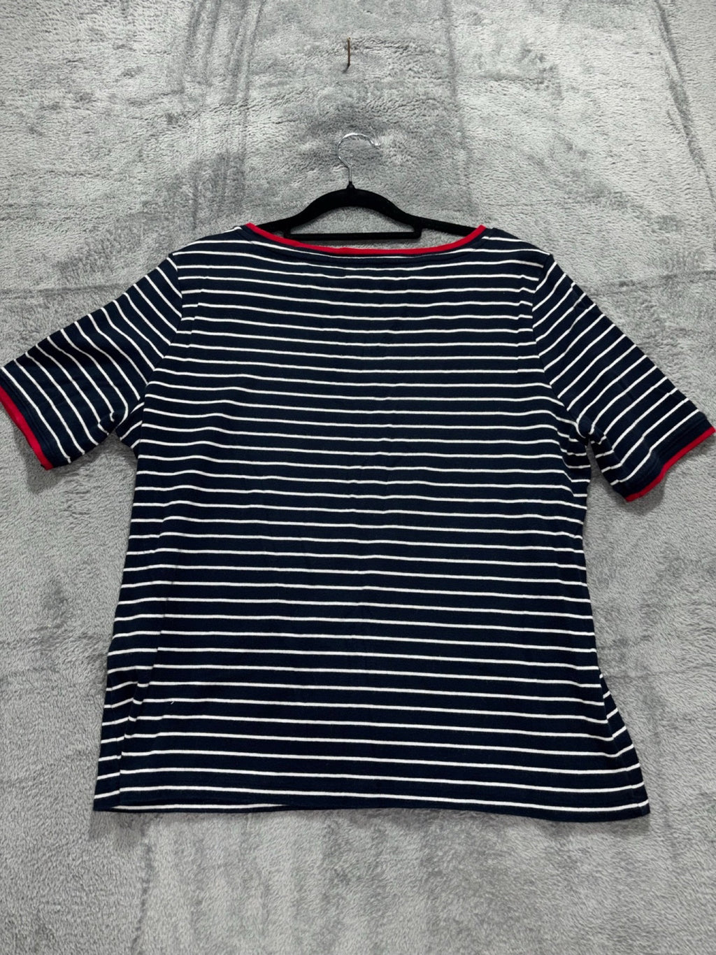 Tommy Hilfiger Womens XL Navy White Red Striped Tee Casual Preppy