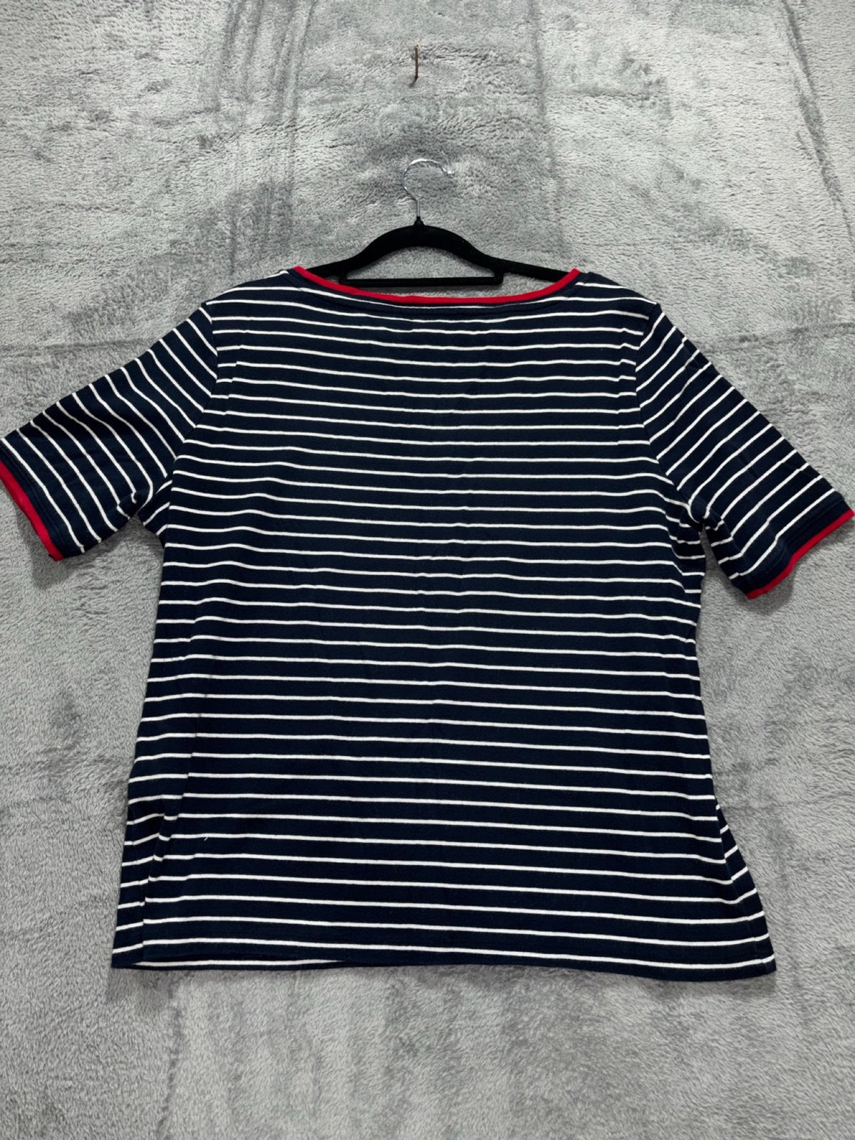 Tommy Hilfiger Womens XL Navy White Red Striped Tee Casual Preppy