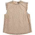 Adrianna Papell Lace Blouse L Beige Romantic Ruffle Sleeve Dressy Top Modest