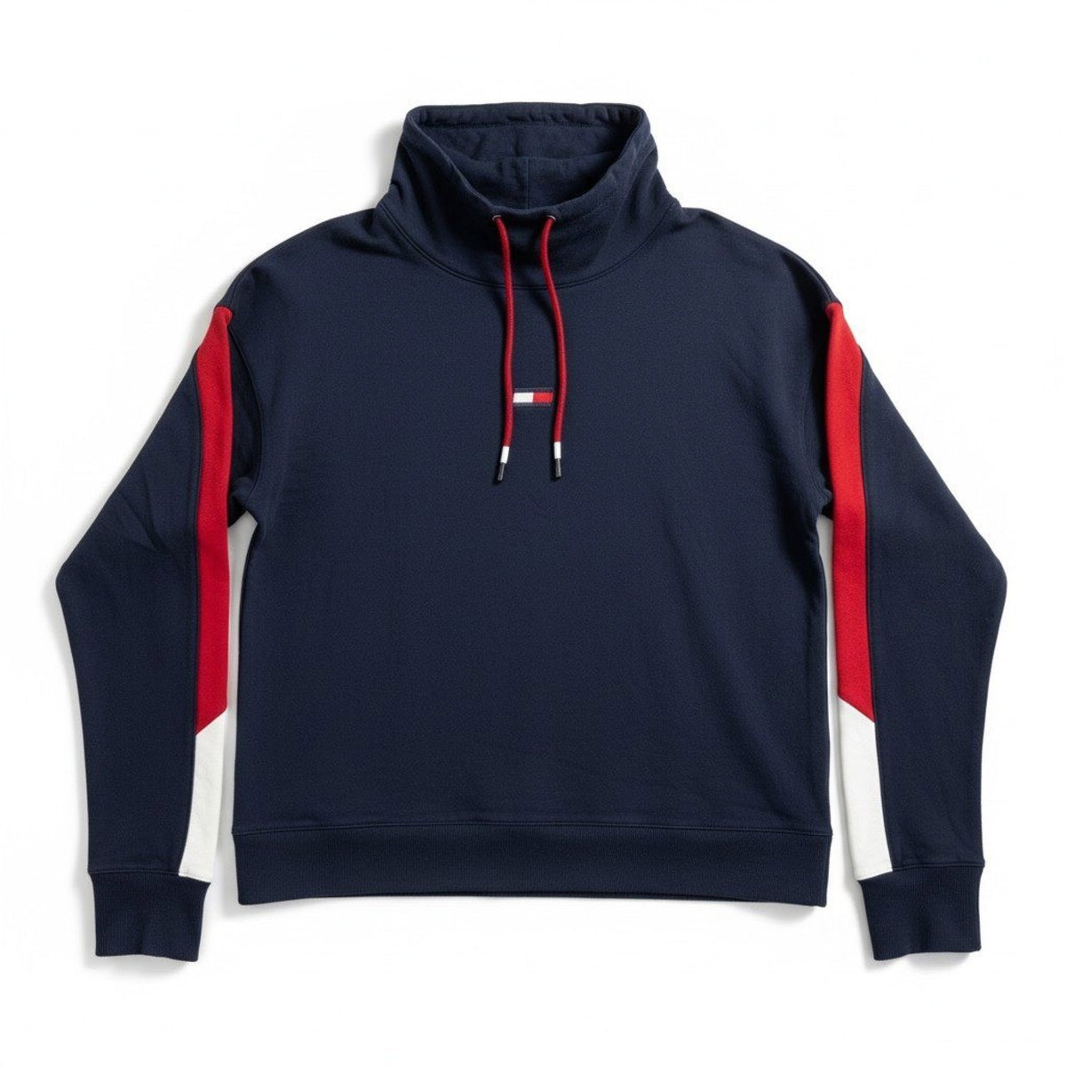 Tommy Hilfiger Sport Womens L Navy Blue Cowl Neck Pullover Sweatshirt Athleisure