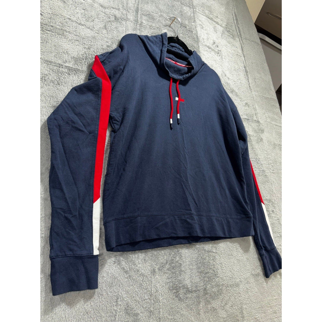 Tommy Hilfiger Sport Womens L Navy Blue Cowl Neck Pullover Sweatshirt Athleisure