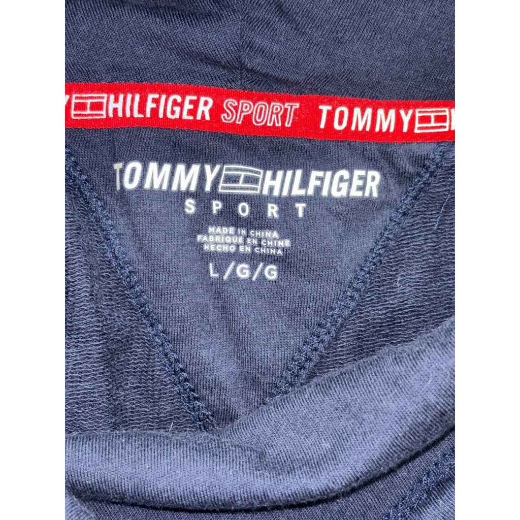 Tommy Hilfiger Sport Womens L Navy Blue Cowl Neck Pullover Sweatshirt Athleisure