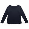 Tommy Hilfiger L Navy Blue Womens Long Sleeve Crewneck Tee Casual Preppy Shirt