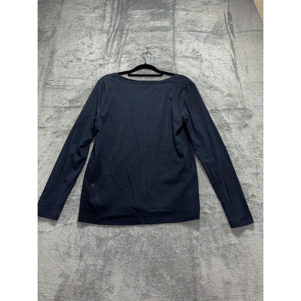 Tommy Hilfiger L Navy Blue Womens Long Sleeve Crewneck Tee Casual Preppy Shirt