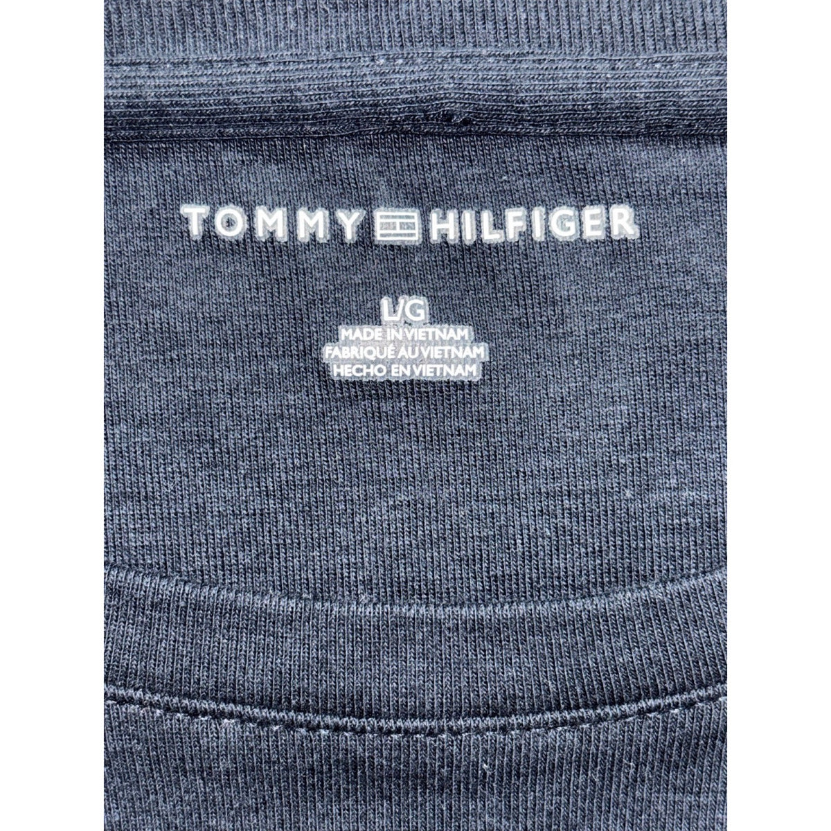Tommy Hilfiger L Navy Blue Womens Long Sleeve Crewneck Tee Casual Preppy Shirt