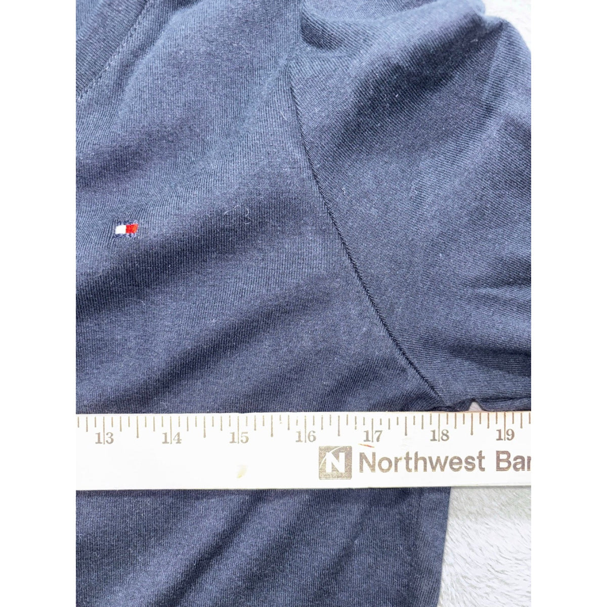 Tommy Hilfiger L Navy Blue Womens Long Sleeve Crewneck Tee Casual Preppy Shirt