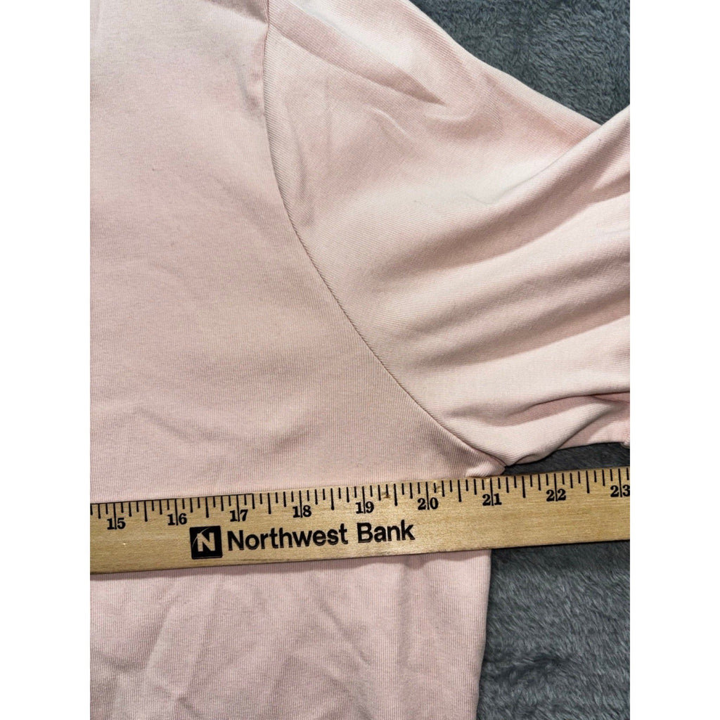 Calvin Klein XL Womens Pale Pink Boatneck Roll-Tab Tee Casual Preppy Shirt Top