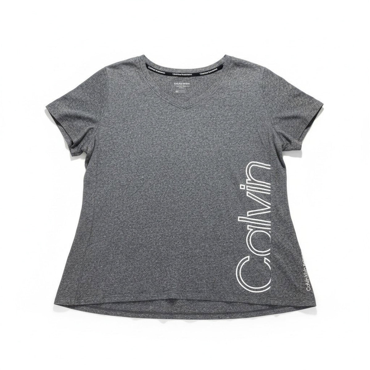 Calvin Klein Performance 1X Gray Womens V-Neck Tee Casual Athleisure Shirt
