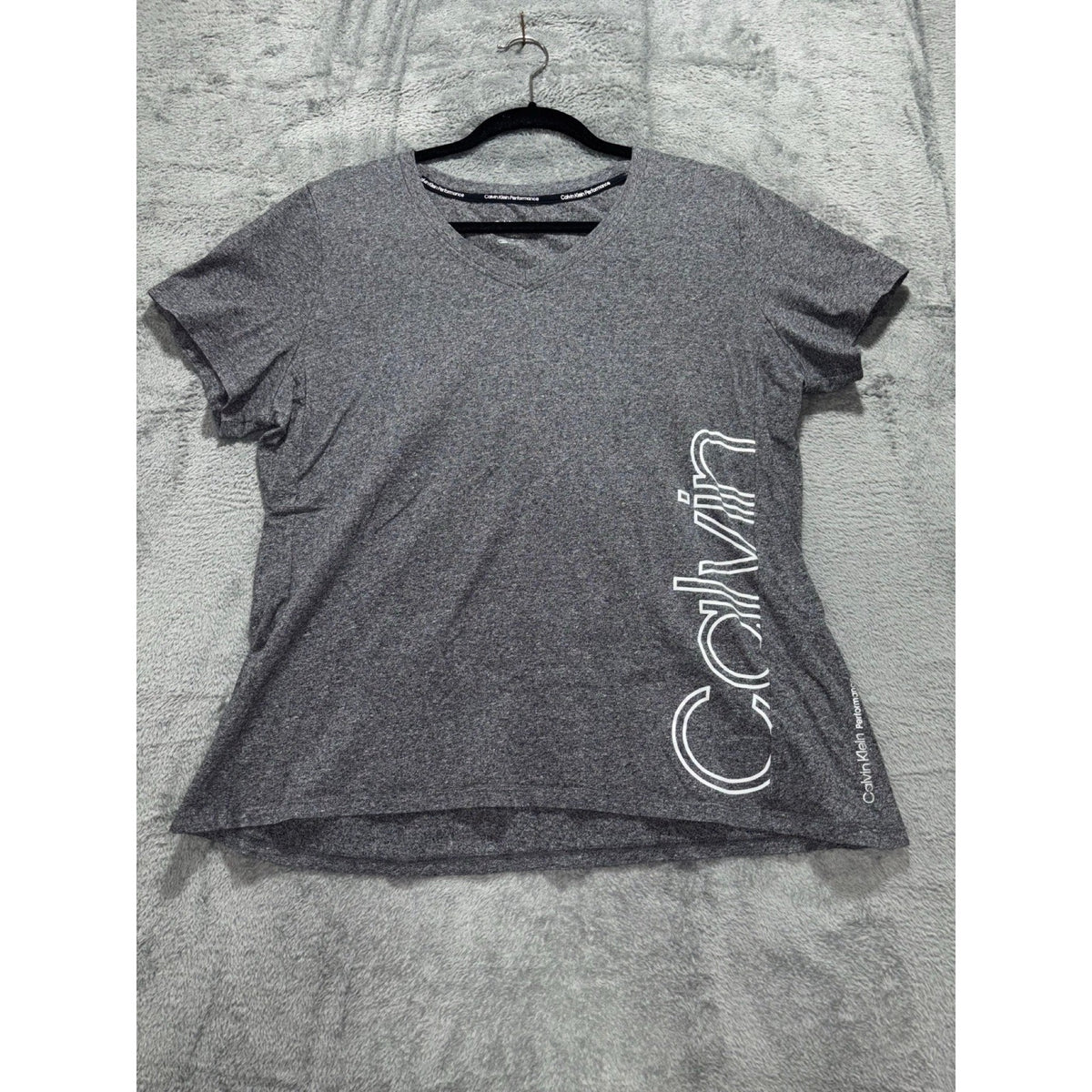 Calvin Klein Performance 1X Gray Womens V-Neck Tee Casual Athleisure Shirt