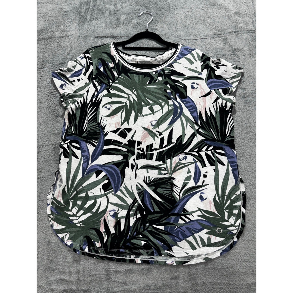 Calvin Klein Performance XL Womens Palm Print Raglan Top Casual Boho Shirt