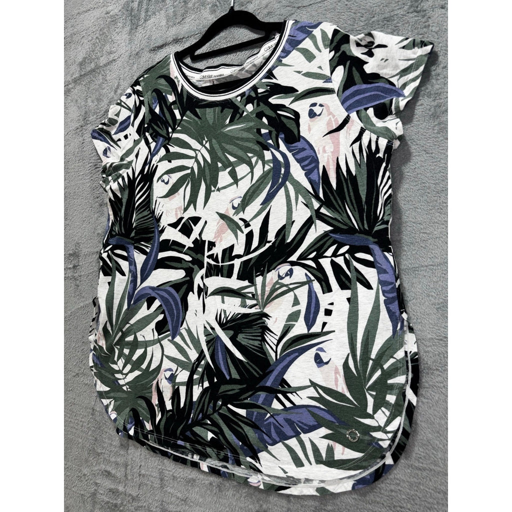 Calvin Klein Performance XL Womens Palm Print Raglan Top Casual Boho Shirt